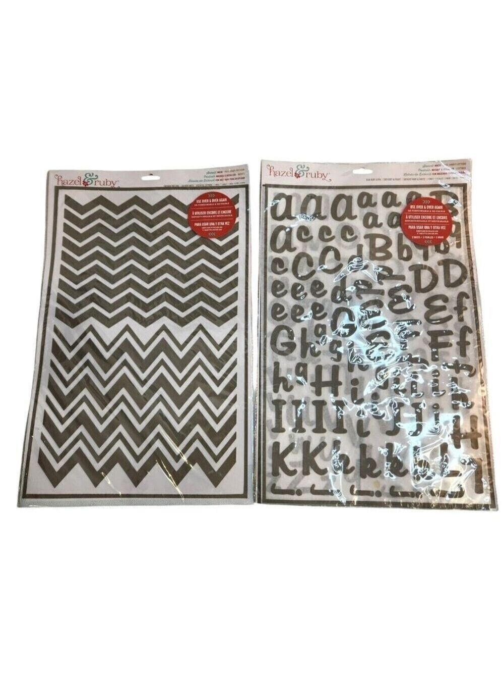 Hazle and Ruby Mask Peel Away Stencil Set Chevron and Alphabet Designs For Craft